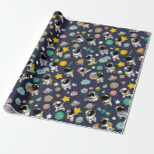 Astronaut Outer Space Cartoon Geschenkpapier (Ungerollt)