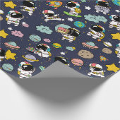 Astronaut Outer Space Cartoon Geschenkpapier (Ecke)