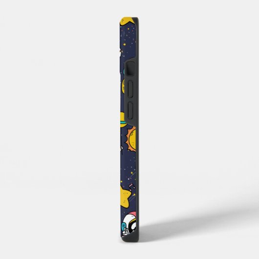 Astronaut Outer Space Cartoon iPhone Hülle (Linke Seite)