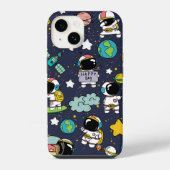Astronaut Outer Space Cartoon iPhone Hülle (Rückseite)