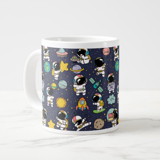 Astronaut Outer Space Cartoon Jumbo-Tasse (Vorderseite Links)