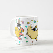 Astronaut Outer Space Cartoon Kaffeetasse (Vorderseite Links)
