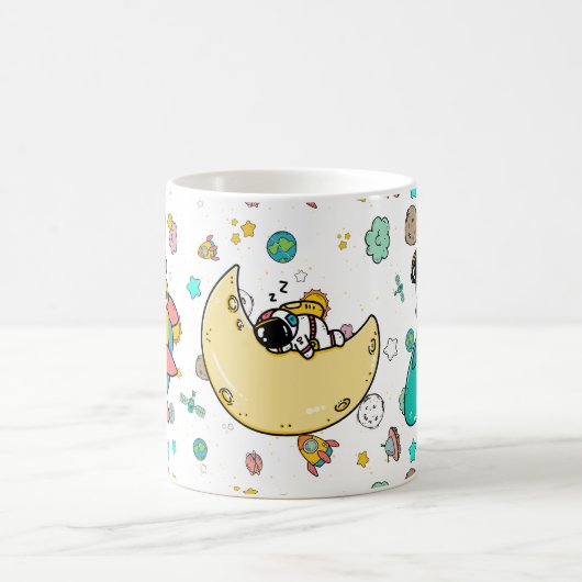 Astronaut Outer Space Cartoon Kaffeetasse (Mittel)