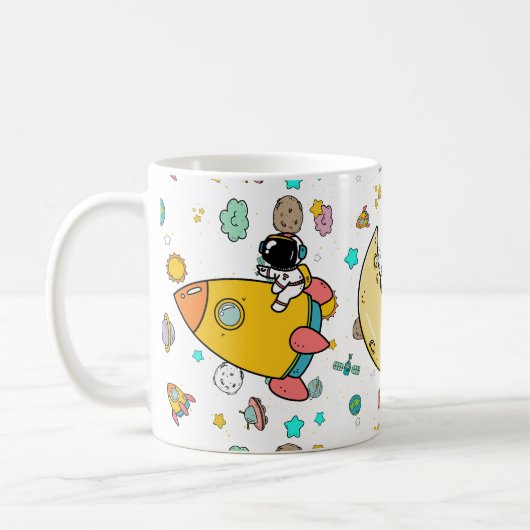 Astronaut Outer Space Cartoon Kaffeetasse (Links)