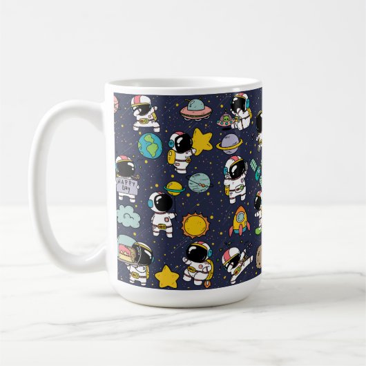 Astronaut Outer Space Cartoon Kaffeetasse (Links)