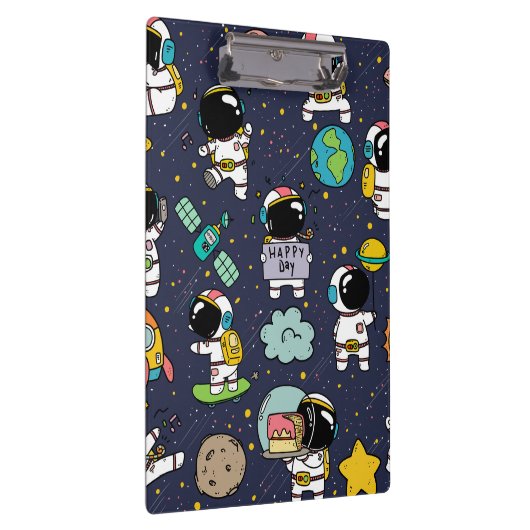 Astronaut Outer Space Cartoon Klemmbrett (Rechts)