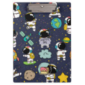 Astronaut Outer Space Cartoon Klemmbrett (Vorderseite)