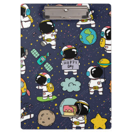 Astronaut Outer Space Cartoon Klemmbrett
