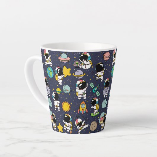 Astronaut Outer Space Cartoon Milchtasse (Linke Ecke)