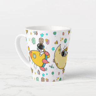 Astronaut Outer Space Cartoon Milchtasse