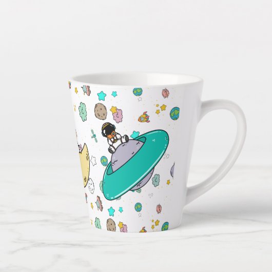 Astronaut Outer Space Cartoon Milchtasse (Rechts)