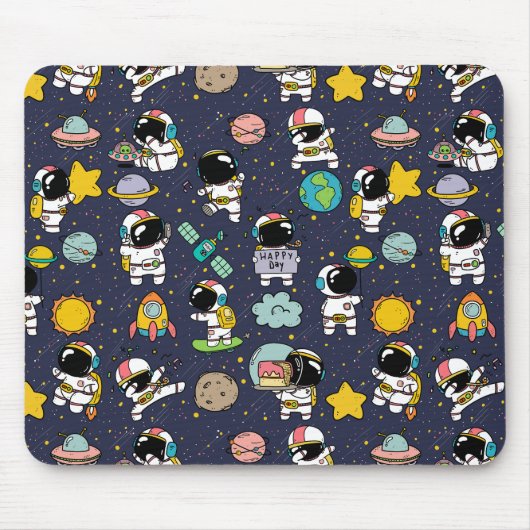 Astronaut Outer Space Cartoon Mousepad (Vorne)