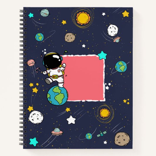 Astronaut Outer Space Cartoon Notizblock (Vorderseite)