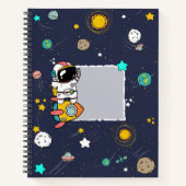 Astronaut Outer Space Cartoon Notizblock (Vorderseite)