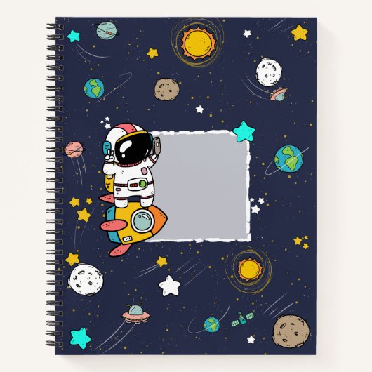 Astronaut Outer Space Cartoon Notizblock (Vorderseite)
