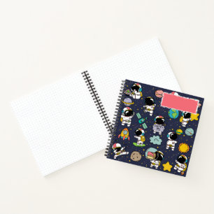 Astronaut Outer Space Cartoon Notizblock