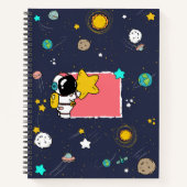 Astronaut Outer Space Cartoon Notizblock (Vorderseite)