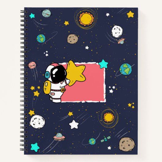 Astronaut Outer Space Cartoon Notizblock (Vorderseite)