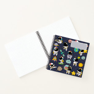 Astronaut Outer Space Cartoon Notizblock