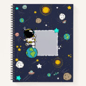 Astronaut Outer Space Cartoon Notizblock (Vorderseite)