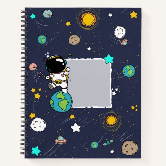 Astronaut Outer Space Cartoon Notizblock (Vorderseite)