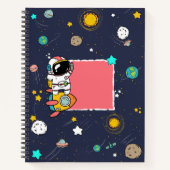 Astronaut Outer Space Cartoon Notizblock (Vorderseite)