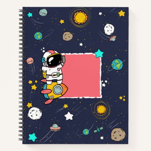 Astronaut Outer Space Cartoon Notizblock (Vorderseite)
