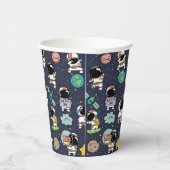 Astronaut Outer Space Cartoon Pappbecher (Rechts)