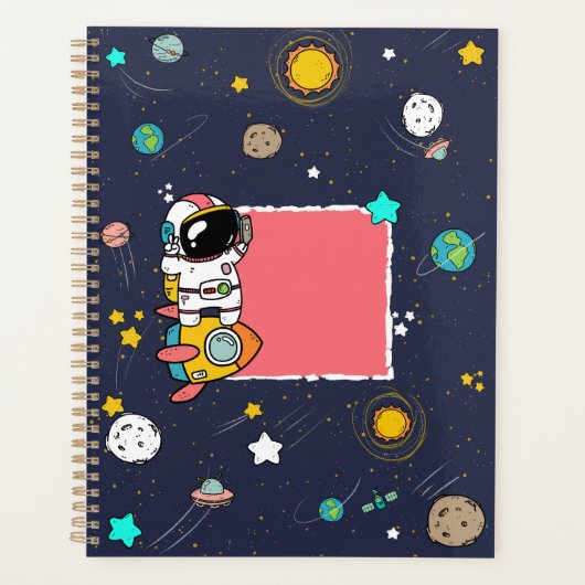 Astronaut Outer Space Cartoon Planer (Vorderseite)