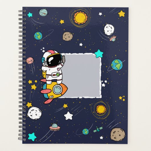 Astronaut Outer Space Cartoon Planer (Vorderseite)
