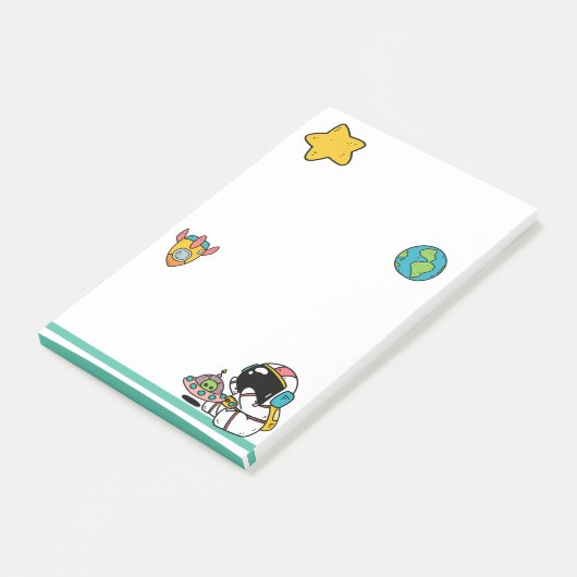 Astronaut Outer Space Cartoon Post-it Klebezettel (angewinkelt)