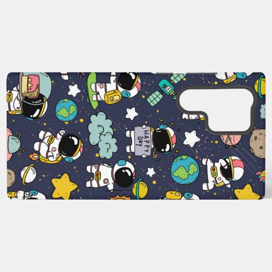 Astronaut Outer Space Cartoon Samsung Galaxy Hülle (Rückseite (Horizontal))