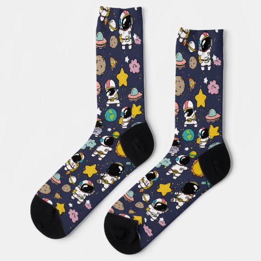 Astronaut Outer Space Cartoon Socken (Linkes Detail)