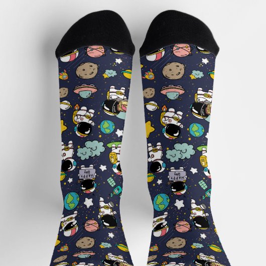 Astronaut Outer Space Cartoon Socken (Oben)