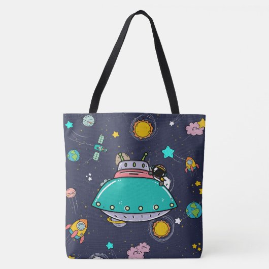 Astronaut Outer Space Cartoon Tasche (Vorderseite)