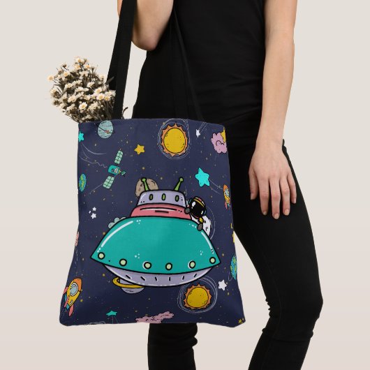 Astronaut Outer Space Cartoon Tasche (Von Nahem)