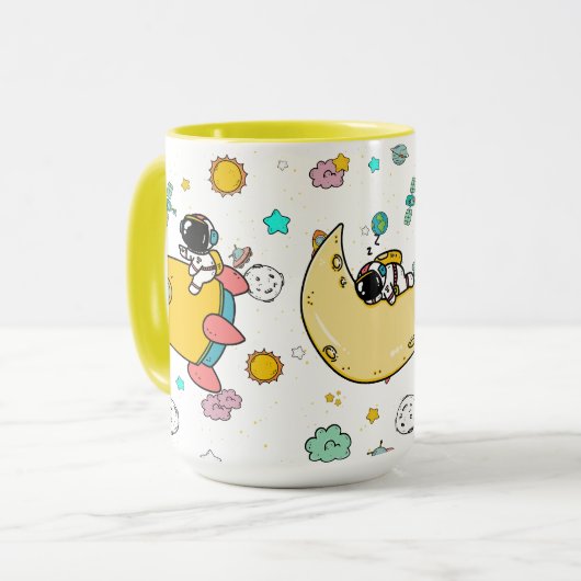 Astronaut Outer Space Cartoon Tasse (Vorderseite Links)