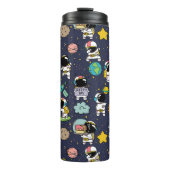Astronaut Outer Space Cartoon Thermosbecher (Vorderseite)