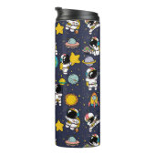 Astronaut Outer Space Cartoon Thermosbecher (Nach rechts gedreht)