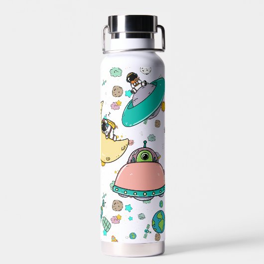 Astronaut Outer Space Cartoon Trinkflasche (Rückseite)