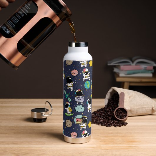 Astronaut Outer Space Cartoon Trinkflasche (Kaffee)