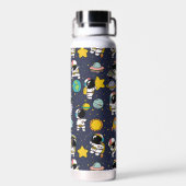 Astronaut Outer Space Cartoon Trinkflasche (Rückseite)