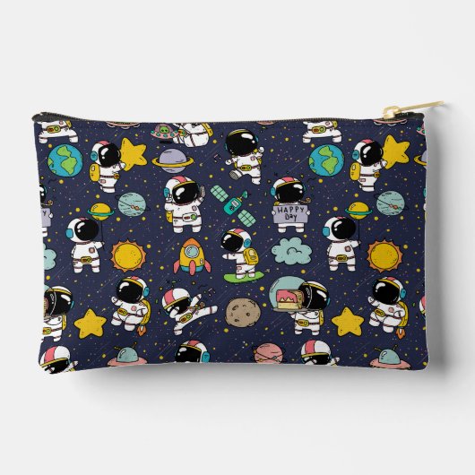 Astronaut Outer Space Cartoon Zubehörtasche (Rückseite)