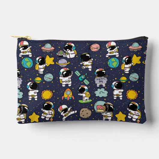 Astronaut Outer Space Cartoon Zubehörtasche (Vorderseite)