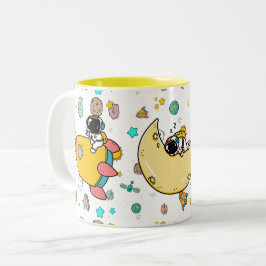 Astronaut Outer Space Cartoon Zweifarbige Tasse