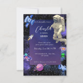 Astronaut Outer Space Geburtstag Einladung (Vorderseite)