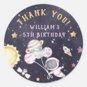 Astronaut Outer Space Geburtstag Vielen Dank Runder Aufkleber (Vorderseite)