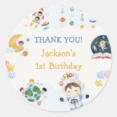 Astronaut Outer Space Geburtstag Vielen Dank Runder Aufkleber (Vorderseite)