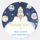 Astronaut Outer Space Geburtstag Vielen Dank Runder Aufkleber (Vorderseite)
