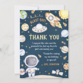 Astronaut Outer Space Geburtstagsparty Dankeskarte (Vorderseite)